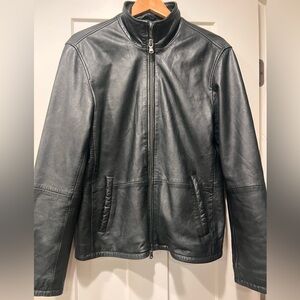 John Varvatos Black Sheepskin Leather Jacket - Men's Small - Soft & Sleek